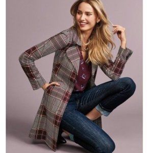 CAbi Plaid Trench Coat in Red and Gray